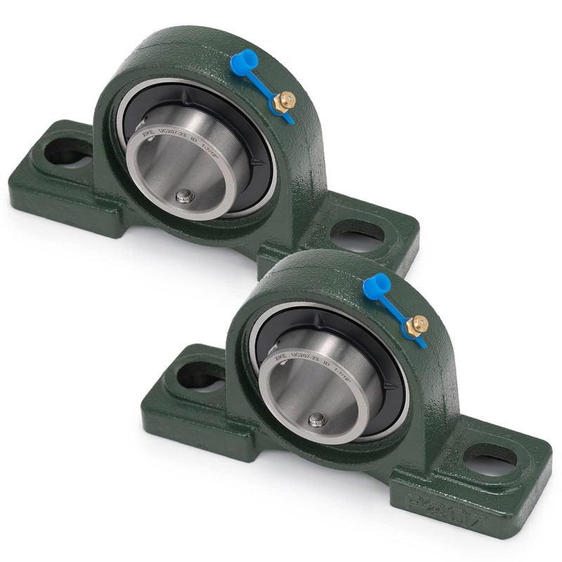 Xike 2 Pcs UCP207-23 Bore 1-7/16" Pillow Block Mounted Ball Bearings, Solid Cast Iron Base and Self Aligning Chrome Sealed Bearings. - Image 1